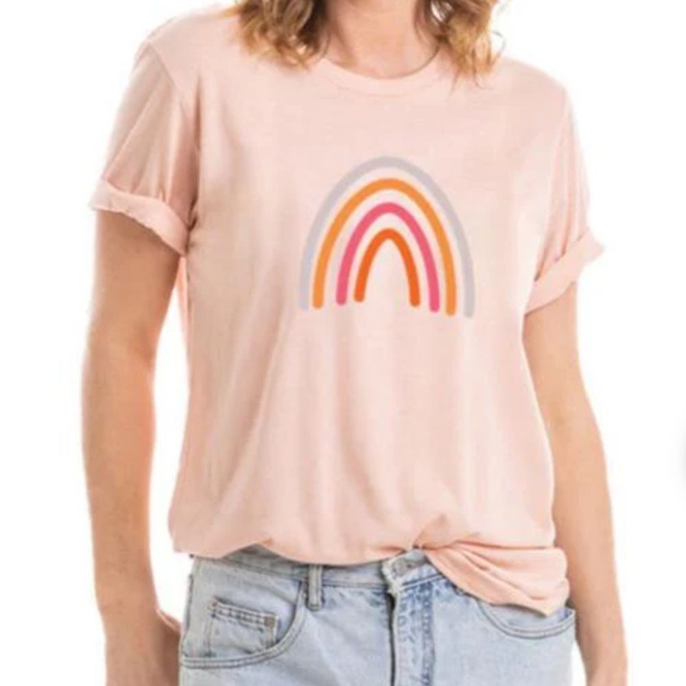 Katydid Blush Rainbow Graphic Tee Size S NeW